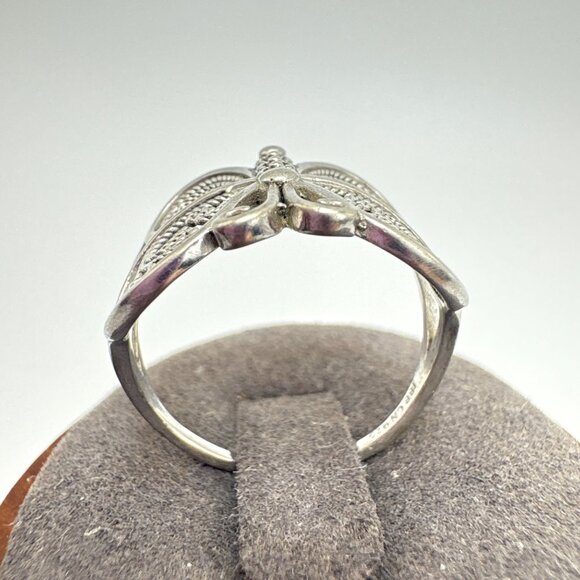 VTG Sterling Silver 925 Butterfly Filigree Design Statement RIng Size 9 - Picture 4 of 12